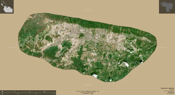 Distrito Hoofdstad Staat Venezuela Sentinel Satellietbeelden Vorm Geïsoleerd Solide Achtergrond — Stockfoto