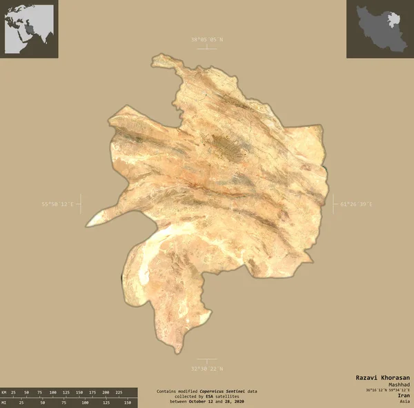 Razavi Khorasan Provinz Iran Satellitenbilder Von Sentinel Form Isoliert Auf — Stockfoto