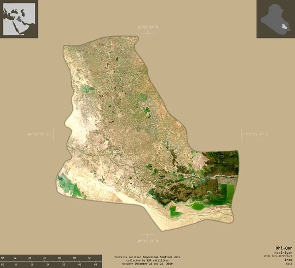 Ντάι Καρ Επαρχία Του Ιράκ Sentinel Δορυφορικές Εικόνες Σχήμα Απομονώνονται — Φωτογραφία Αρχείου