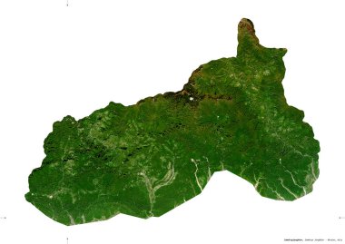 Samdrupjongkhar, Butan bölgesi. Sentinel-2 uydu görüntüleri. Beyaz katı üzerinde izole edilmiş şekil. Tanımı, başkentin yeri. Değiştirilmiş Kopernik Sentinel verileri içerir