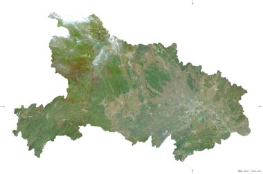 Hubei, Çin vilayeti. Sentinel-2 uydu görüntüleri. Beyaz katı üzerinde izole edilmiş şekil. Tanımı, başkentin yeri. Değiştirilmiş Kopernik Sentinel verileri içerir