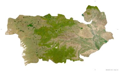 Kvemo Kartli, Gürcistan bölgesi. Sentinel-2 uydu görüntüleri. Beyaz üzerinde izole edilmiş şekil. Tanımı, başkentin yeri. Değiştirilmiş Kopernik Sentinel verileri içerir