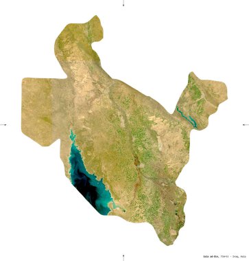Sala ad-Din, Irak vilayeti. Sentinel-2 uydu görüntüleri. Beyaz katı üzerinde izole edilmiş şekil. Tanımı, başkentin yeri. Değiştirilmiş Kopernik Sentinel verileri içerir