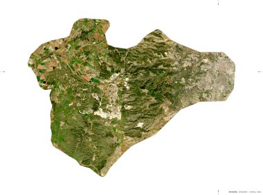 Kudüs, İsrail bölgesi. Sentinel-2 uydu görüntüleri. Beyaz üzerinde izole edilmiş şekil. Tanımı, başkentin yeri. Değiştirilmiş Kopernik Sentinel verileri içerir