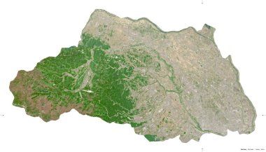 Saitama, Japonya ili. Sentinel-2 uydu görüntüleri. Beyaz üzerinde izole edilmiş şekil. Tanımı, başkentin yeri. Değiştirilmiş Kopernik Sentinel verileri içerir