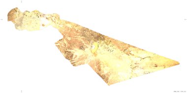 Zerka, Ürdün vilayeti. Sentinel-2 uydu görüntüleri. Beyaz katı üzerinde izole edilmiş şekil. Tanımı, başkentin yeri. Değiştirilmiş Kopernik Sentinel verileri içerir