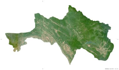 Bolikhamxai, Laos vilayeti. Sentinel-2 uydu görüntüleri. Beyaz katı üzerinde izole edilmiş şekil. Tanımı, başkentin yeri. Değiştirilmiş Kopernik Sentinel verileri içerir