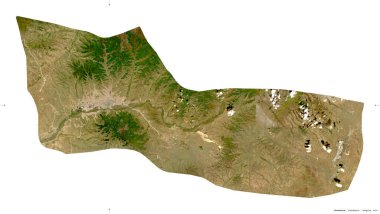 Ulaanbaatar, Moğolistan belediyesi. Sentinel-2 uydu görüntüleri. Beyaz katı üzerinde izole edilmiş şekil. Tanımı, başkentin yeri. Değiştirilmiş Kopernik Sentinel verileri içerir