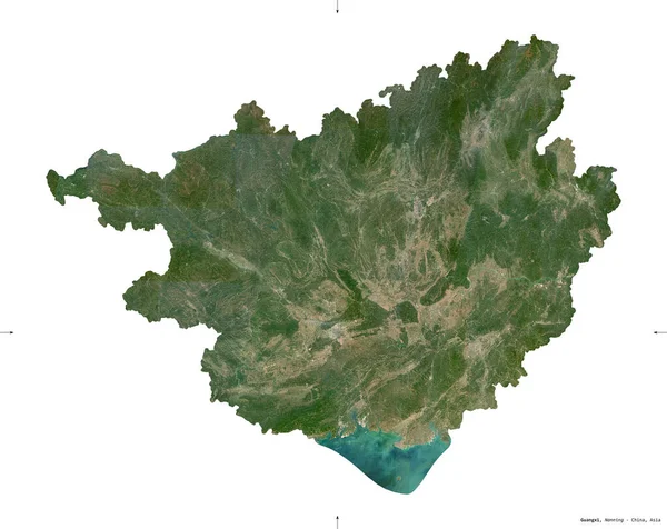 Guangxi Den Autonome Region Kina Sentinel Satellittbilder Formen Isolert Hvitt – stockfoto