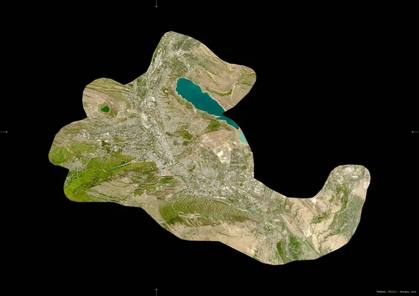 Tiflis Ciudad Independiente Georgia Imágenes Satelitales Sentinel Forma Aislada Negro — Foto de Stock