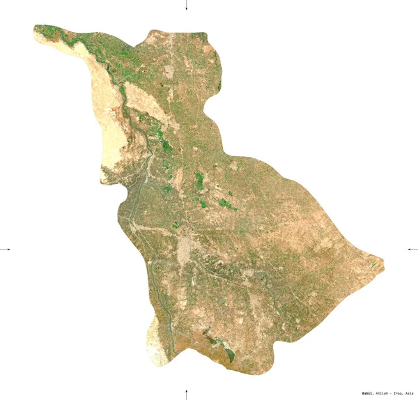 Babil Provincia Iraq Imágenes Satelitales Sentinel Forma Aislada Sobre Sólido — Foto de Stock
