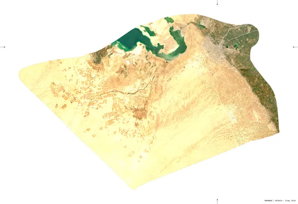 Karbala Provincia Iraq Imágenes Satelitales Sentinel Forma Aislada Sobre Sólido — Foto de Stock