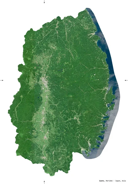 Iwate Prefectura Japón Imágenes Satelitales Sentinel Forma Aislada Blanco Descripción — Foto de Stock