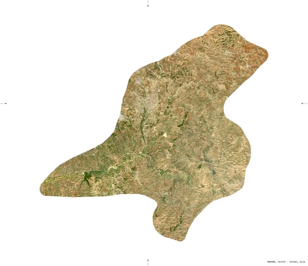 Jarash Provincia Jordania Imágenes Satelitales Sentinel Forma Aislada Sobre Sólido — Foto de Stock