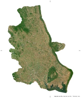 Nong Bua Lam Phu, Tayland vilayeti. Sentinel-2 uydu görüntüleri. Beyaz üzerinde izole edilmiş şekil. Tanımı, başkentin yeri. Değiştirilmiş Kopernik Sentinel verileri içerir