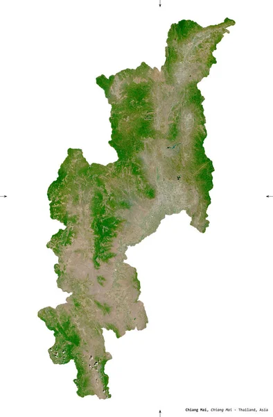 Chiang Mai Provincia Tailandia Imágenes Satelitales Sentinel Forma Aislada Blanco — Foto de Stock