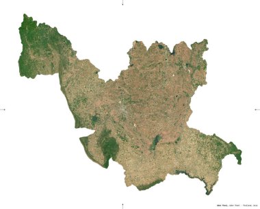 Udon Thani, Tayland vilayeti. Sentinel-2 uydu görüntüleri. Beyaz üzerinde izole edilmiş şekil. Tanımı, başkentin yeri. Değiştirilmiş Kopernik Sentinel verileri içerir