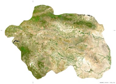 Eskisehir, Türkiye ili. Sentinel-2 uydu görüntüleri. Beyaz üzerinde izole edilmiş şekil. Tanımı, başkentin yeri. Değiştirilmiş Kopernik Sentinel verileri içerir