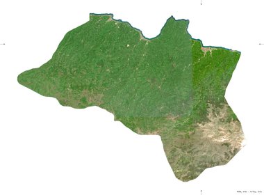 Ordu, Türkiye ili. Sentinel-2 uydu görüntüleri. Beyaz üzerinde izole edilmiş şekil. Tanımı, başkentin yeri. Değiştirilmiş Kopernik Sentinel verileri içerir