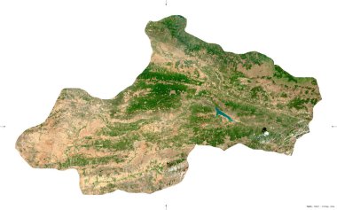 Tokat, Türkiye ili. Sentinel-2 uydu görüntüleri. Beyaz üzerinde izole edilmiş şekil. Tanımı, başkentin yeri. Değiştirilmiş Kopernik Sentinel verileri içerir