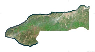 Yalova, Türkiye ili. Sentinel-2 uydu görüntüleri. Beyaz üzerinde izole edilmiş şekil. Tanımı, başkentin yeri. Değiştirilmiş Kopernik Sentinel verileri içerir