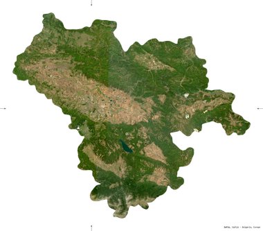 Sofya, Bulgaristan ili. Sentinel-2 uydu görüntüleri. Beyaz üzerinde izole edilmiş şekil. Tanımı, başkentin yeri. Değiştirilmiş Kopernik Sentinel verileri içerir