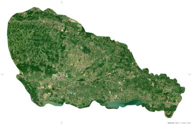 Medimurska, Hırvatistan Bölgesi. Sentinel-2 uydu görüntüleri. Beyaz üzerinde izole edilmiş şekil. Tanımı, başkentin yeri. Değiştirilmiş Kopernik Sentinel verileri içerir