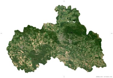 Liberecky, Çek Cumhuriyeti bölgesi. Sentinel-2 uydu görüntüleri. Beyaz katı üzerinde izole edilmiş şekil. Tanımı, başkentin yeri. Değiştirilmiş Kopernik Sentinel verileri içerir