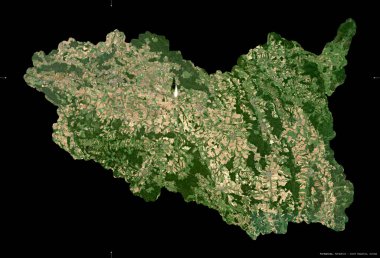 Parbicky, Çek Cumhuriyeti bölgesi. Sentinel-2 uydu görüntüleri. Siyah üzerine izole edilmiş şekil. Tanımı, başkentin yeri. Değiştirilmiş Kopernik Sentinel verileri içerir