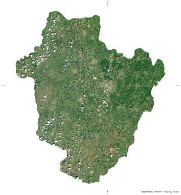 Hajdu-Bihar, Macaristan Bölgesi. Sentinel-2 uydu görüntüleri. Beyaz üzerinde izole edilmiş şekil. Tanımı, başkentin yeri. Değiştirilmiş Kopernik Sentinel verileri içerir