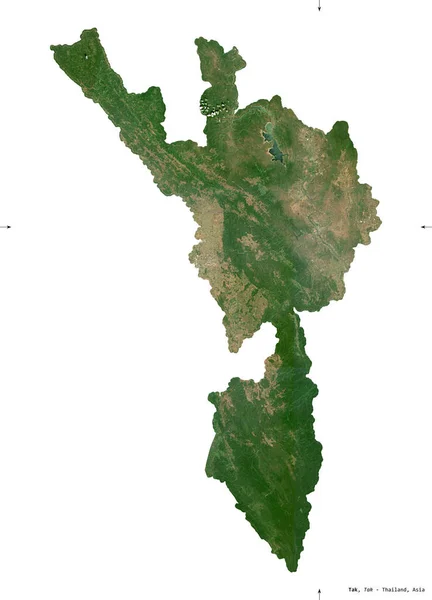 Tak Provinsen Thailand Satellitbilder Från Sentinel Formen Isolerad Vitt Beskrivning — Stockfoto