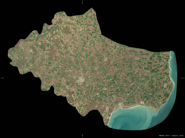 Dobrich Provinsen Bulgarien Satellitbilder Från Sentinel Formen Isolerad Svart Beskrivning — Stockfoto