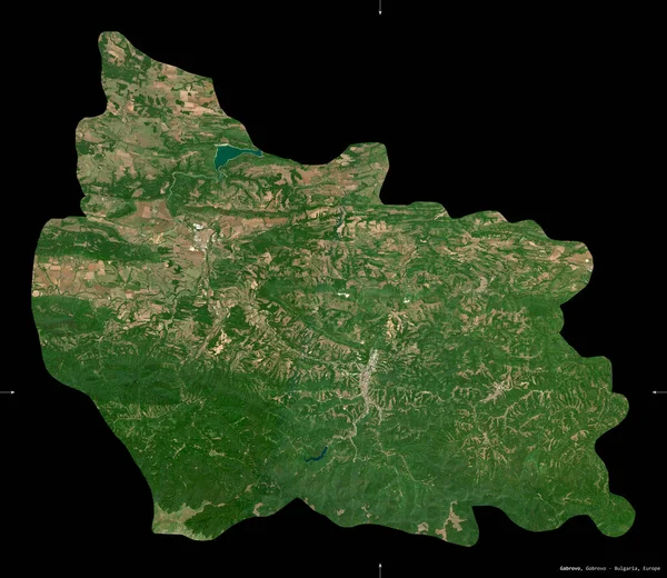 Gabrovo Province Bulgaria Sentinel Satellite Imagery Shape Isolated Black Description — Stock Photo, Image