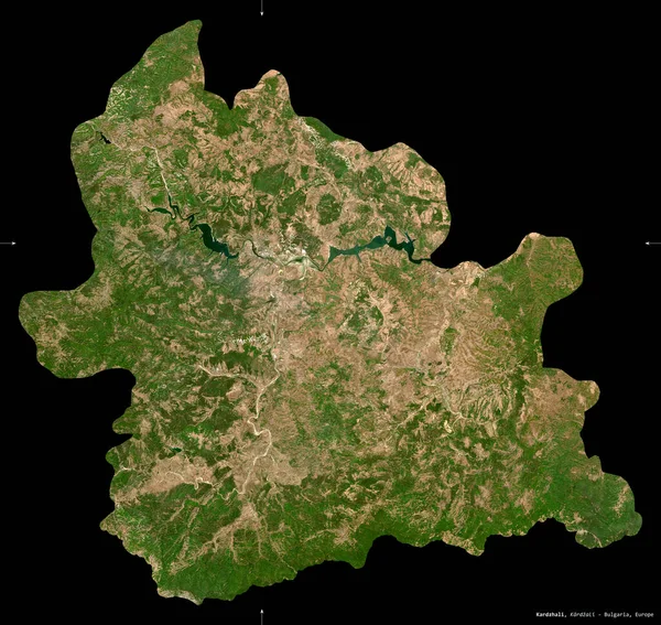 Kardzhali Province Bulgaria Sentinel Satellite Imagery Shape Isolated Black Description — Stock Photo, Image