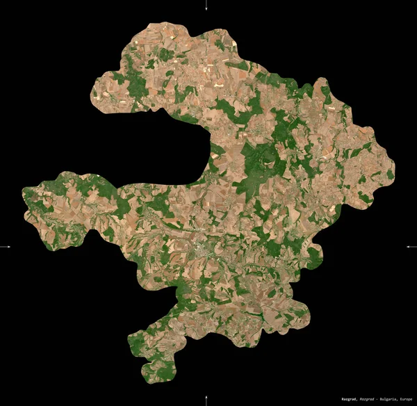 Razgrad Province Bulgaria Sentinel Satellite Imagery Shape Isolated Black Description — Stock Photo, Image