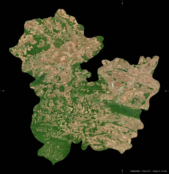 Targovishte Provinsen Bulgarien Satellitbilder Från Sentinel Formen Isolerad Svart Beskrivning — Stockfoto
