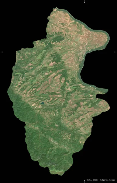 Vidin Province Bulgaria Sentinel Satellite Imagery Shape Isolated Black Description — Stock Photo, Image