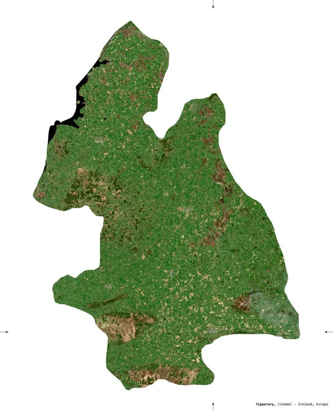 Tipperary Hrabství Irsko Sentinel Satelitní Snímky Tvar Izolovaný Bílém Popis — Stock fotografie