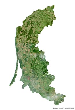 Klaipedos, Litvanya Bölgesi. Sentinel-2 uydu görüntüleri. Beyaz üzerinde izole edilmiş şekil. Tanımı, başkentin yeri. Değiştirilmiş Kopernik Sentinel verileri içerir