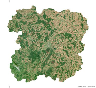 Siauliai, Litvanya Bölgesi. Sentinel-2 uydu görüntüleri. Beyaz üzerinde izole edilmiş şekil. Tanımı, başkentin yeri. Değiştirilmiş Kopernik Sentinel verileri içerir