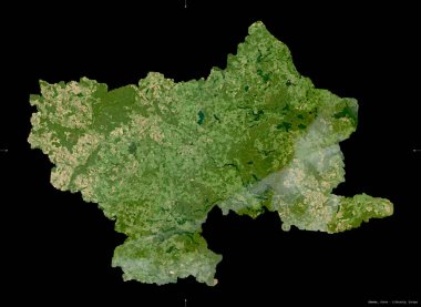 Utenos, Litvanya Bölgesi. Sentinel-2 uydu görüntüleri. Siyah üzerine izole edilmiş şekil. Tanımı, başkentin yeri. Değiştirilmiş Kopernik Sentinel verileri içerir