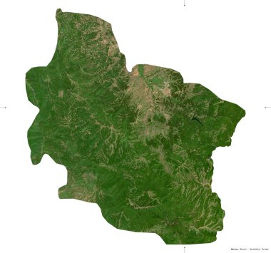 Berovo, Makedonya belediyesi. Sentinel-2 uydu görüntüleri. Beyaz üzerinde izole edilmiş şekil. Tanımı, başkentin yeri. Değiştirilmiş Kopernik Sentinel verileri içerir