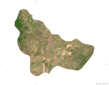 Mogila, Makedonya Belediyesi. Sentinel-2 uydu görüntüleri. Beyaz üzerinde izole edilmiş şekil. Tanımı, başkentin yeri. Değiştirilmiş Kopernik Sentinel verileri içerir