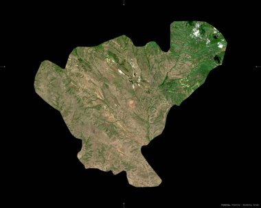 Probistip, Makedonya belediyesi. Sentinel-2 uydu görüntüleri. Siyah üzerine izole edilmiş şekil. Tanımı, başkentin yeri. Değiştirilmiş Kopernik Sentinel verileri içerir