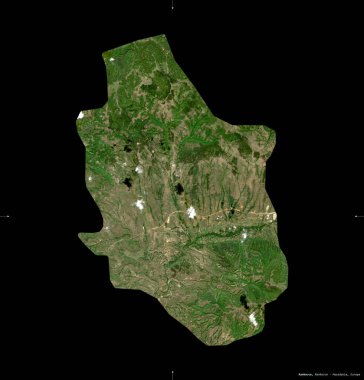 Rankovce, Makedonya belediyesi. Sentinel-2 uydu görüntüleri. Siyah üzerine izole edilmiş şekil. Tanımı, başkentin yeri. Değiştirilmiş Kopernik Sentinel verileri içerir