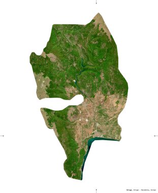 Struga, Makedonya belediyesi. Sentinel-2 uydu görüntüleri. Beyaz üzerinde izole edilmiş şekil. Tanımı, başkentin yeri. Değiştirilmiş Kopernik Sentinel verileri içerir