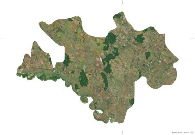 Briceni, Moldova bölgesi. Sentinel-2 uydu görüntüleri. Beyaz üzerinde izole edilmiş şekil. Tanımı, başkentin yeri. Değiştirilmiş Kopernik Sentinel verileri içerir