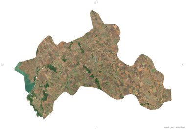 Riscani, Moldova bölgesi. Sentinel-2 uydu görüntüleri. Beyaz üzerinde izole edilmiş şekil. Tanımı, başkentin yeri. Değiştirilmiş Kopernik Sentinel verileri içerir