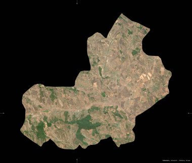 Telenesti, Moldova bölgesi. Sentinel-2 uydu görüntüleri. Siyah üzerine izole edilmiş şekil. Tanımı, başkentin yeri. Değiştirilmiş Kopernik Sentinel verileri içerir