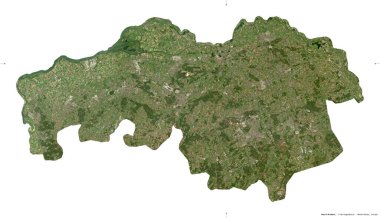 Noord-Brabant, Hollanda vilayeti. Sentinel-2 uydu görüntüleri. Beyaz üzerinde izole edilmiş şekil. Tanımı, başkentin yeri. Değiştirilmiş Kopernik Sentinel verileri içerir